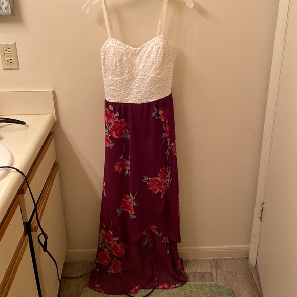 High low spaghetti strap maxi dress with wrap in front. - Picture 1 of 10
